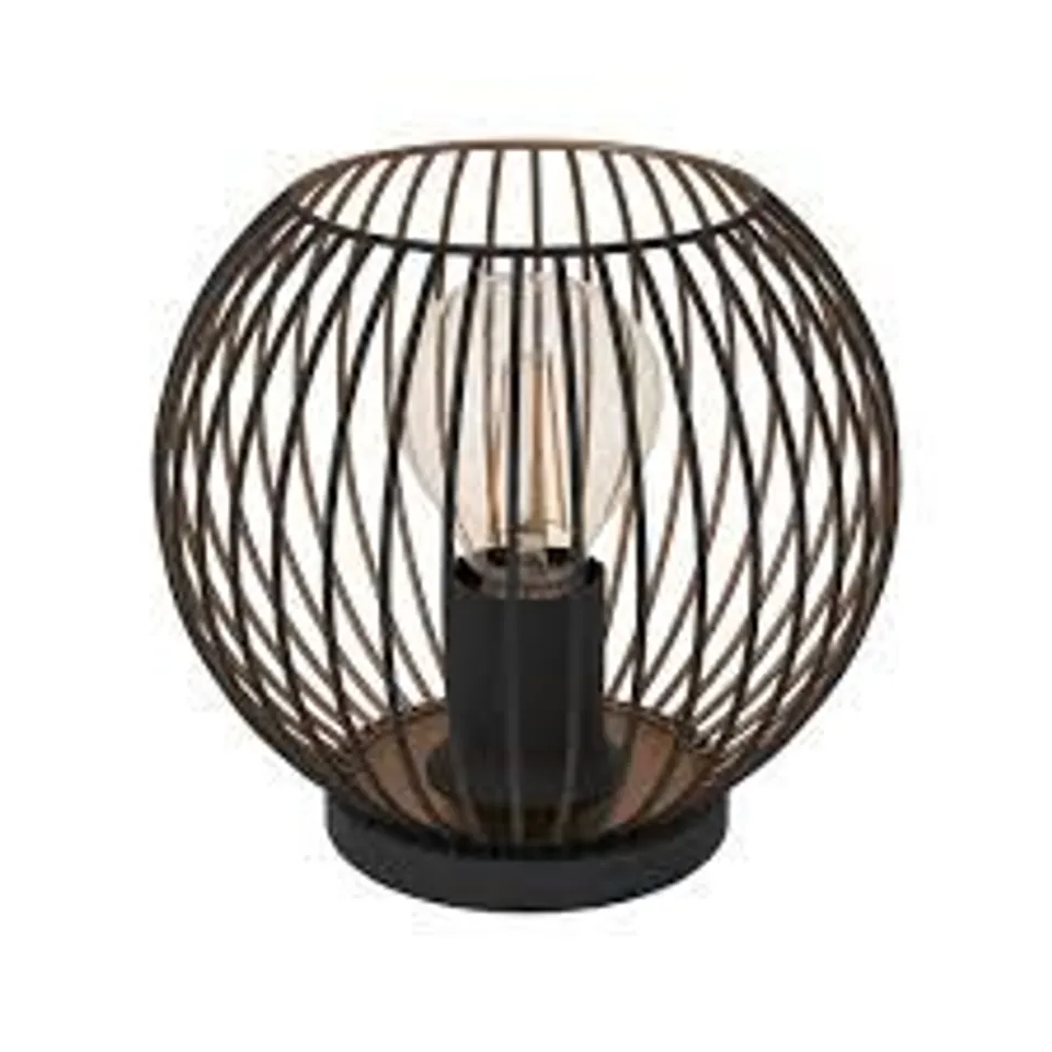 BOXED EGLO ALMANZORA BLACK & COPPER WIRE MODERN STEEL TABLE LAMP