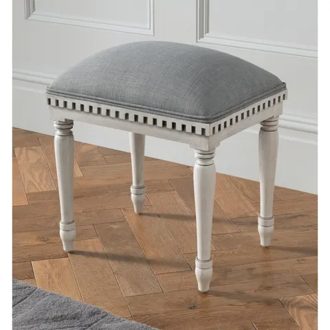 WRAPPED BAKERSFIELD GREY ANTIQUE FRENCH STYLE STOOL 