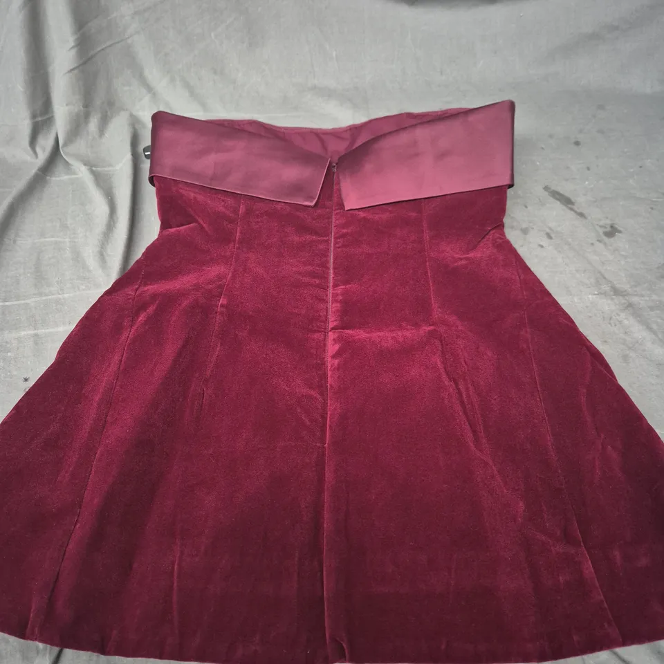 MURCI ULTRA MINI DRESS – MAROON, POLY BLEND, UK 14