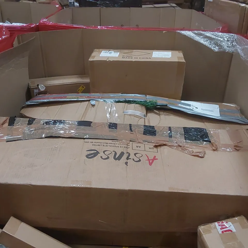 PALLET CONTAINING ASSORTED ITEMS TO INCLUDE: WALKING VIBRATION PAD, TELESCOPIC LADDER, PULL-UP BAR, UNDER DESK HEATER, SOLAR BATTERY CHARGER ECT