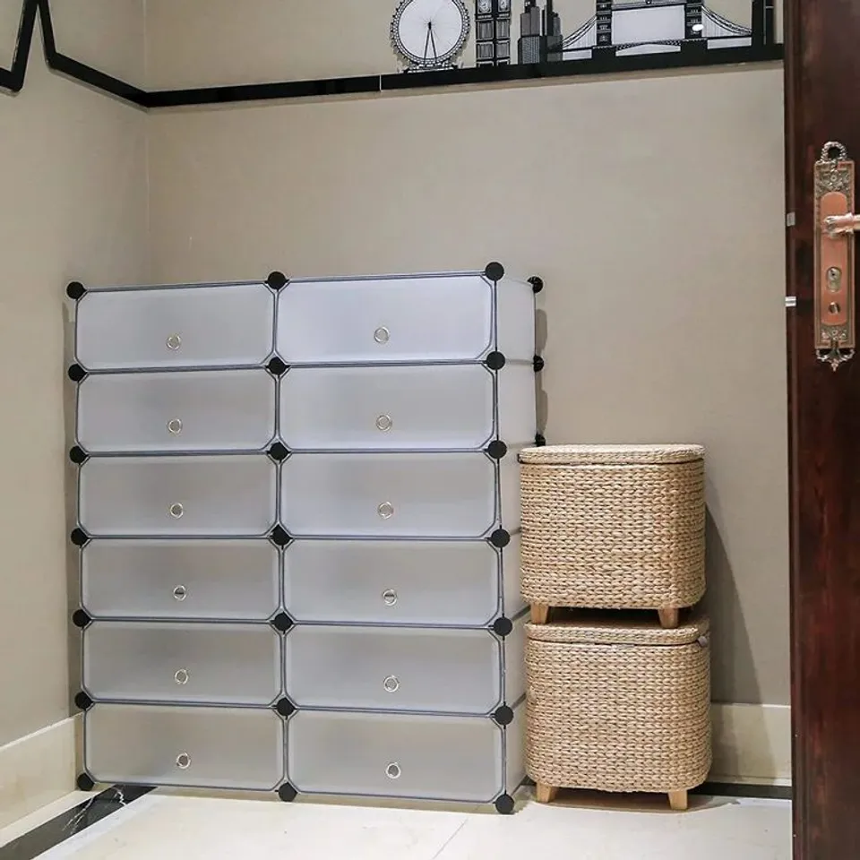 BOXED 24 PAIR STACKABLE SHOE STORAGE BOX 