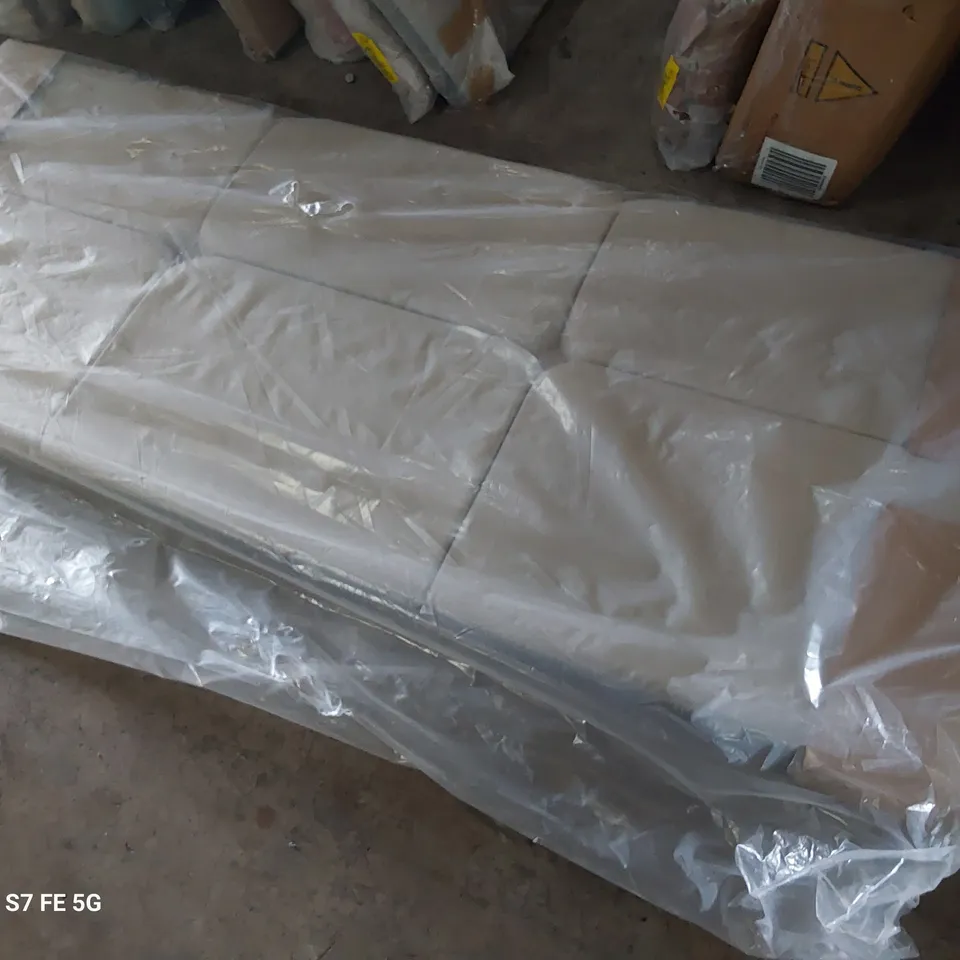 BAGGED DESIGNER GLORIA 6' SUPER KINGSIZE HEADBOARD GREY BUTTONED FABRIC 