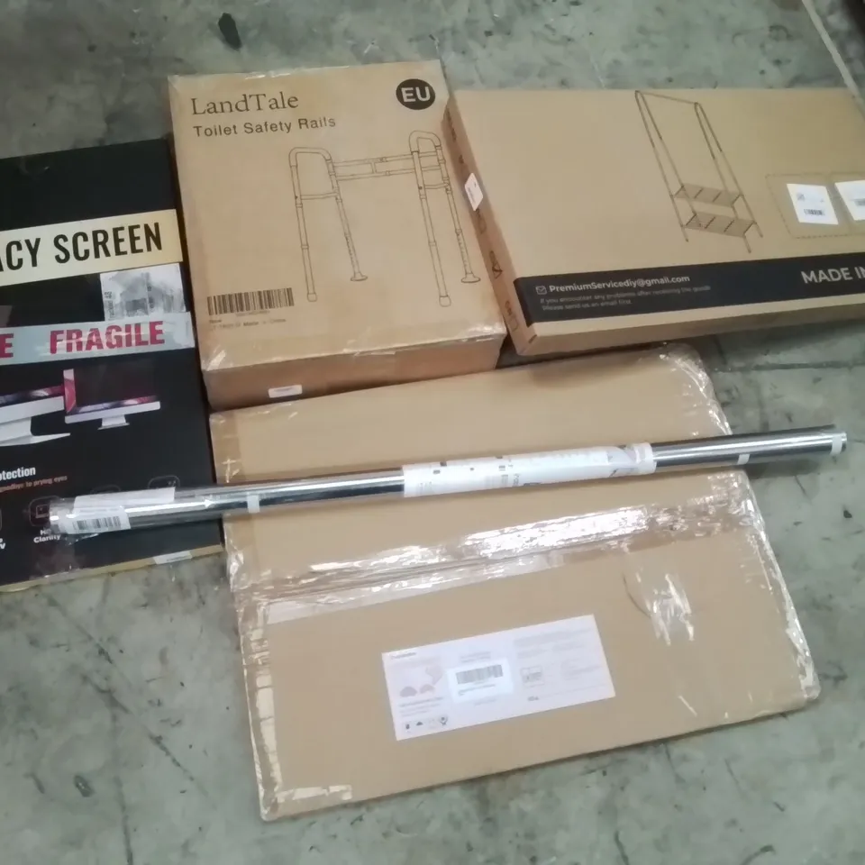 PALLET CONTAINING ASSORTED PRODUCTS INCLUDING PRIVACY SCREEN, TOILET SAFETY RAILS, CLOTHES RAIL, PICTURE FRAMES & WINDOW FILM