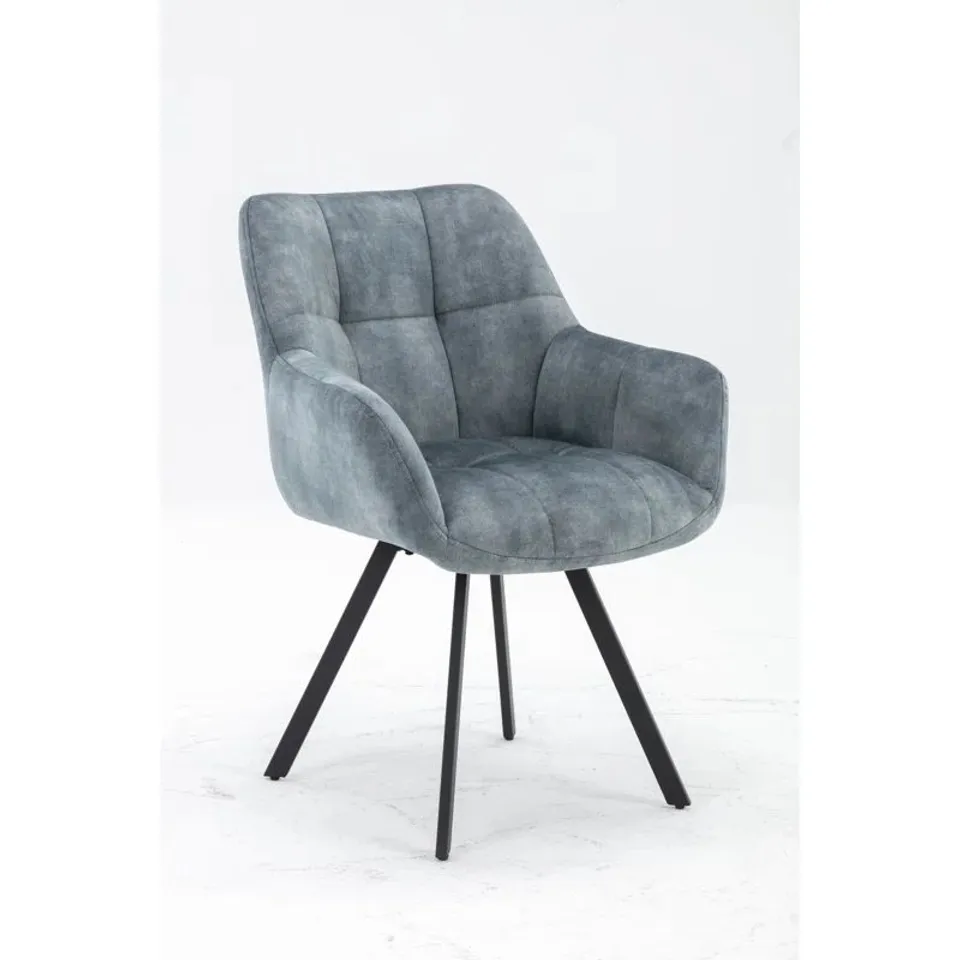 BOXED PAIR OF BASANTI UPHOLSTERED DINING CHAIR - STONE BLUE 