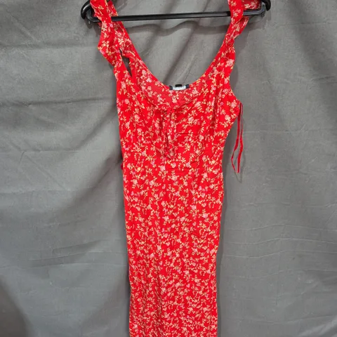 POPPY DELEVINGNE X NOBODY'S CHILD LAURA RED FLORAL MIDI DRESS, UK 6
