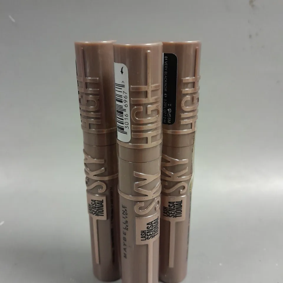 3 MAYBELLINE SKY HIGH MASCARA IN VERY BLACK (7.2ML)