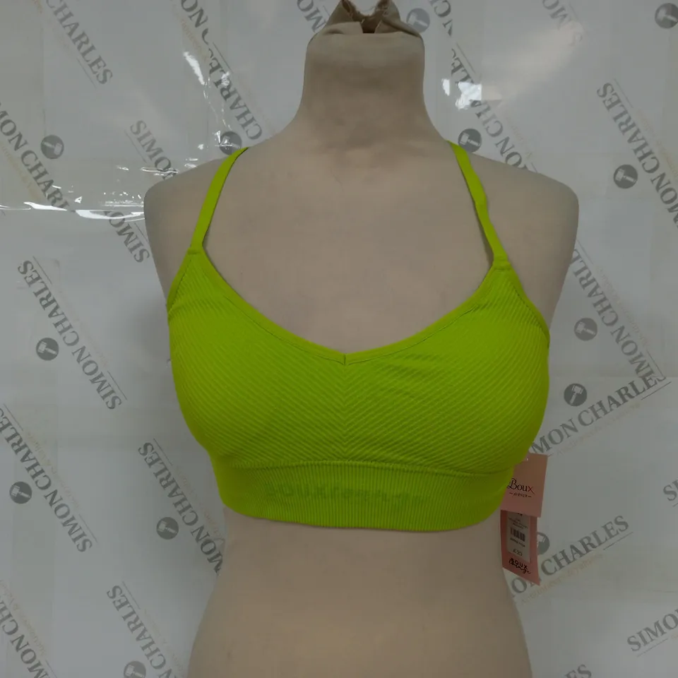 BOUX LOUNGE CHEVRON STRAPPY BRALETTE IN LIME - SIZE EU MEDIUM 