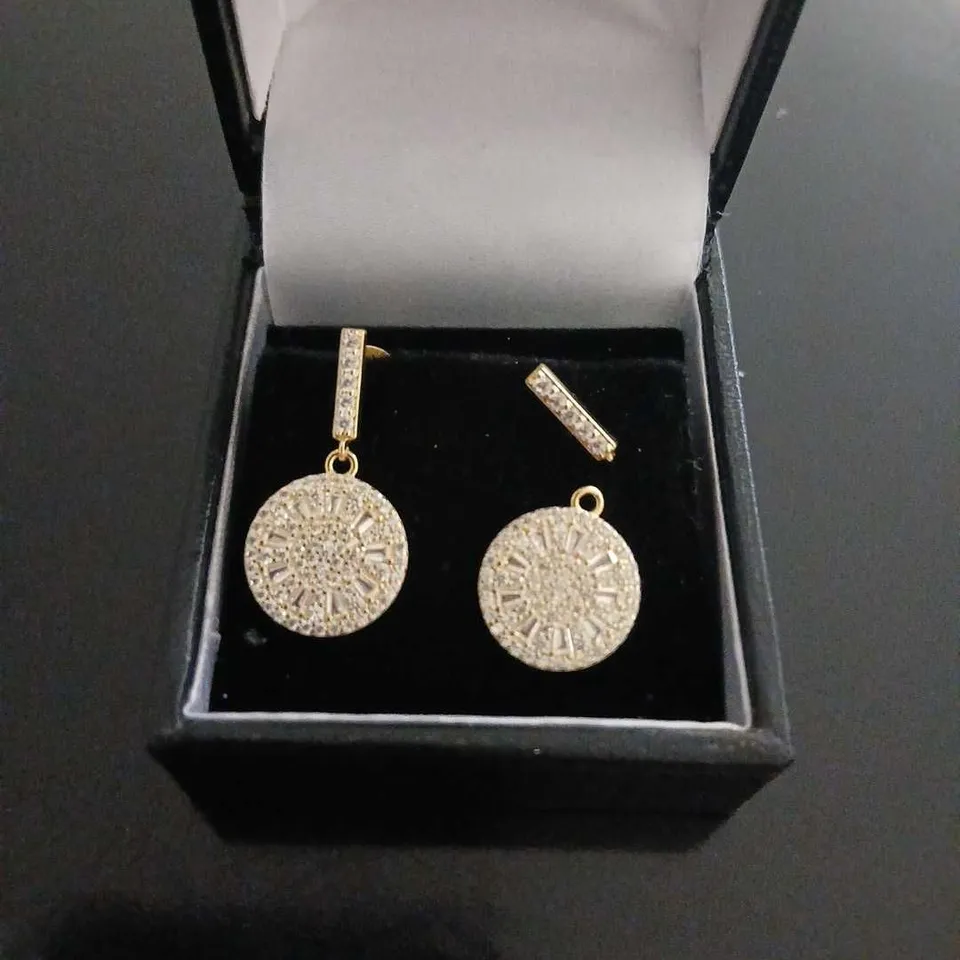 DIAMONIQUE 1.2CT CIRCLE EARRINGS STERLING SILVER GOLD PLATED