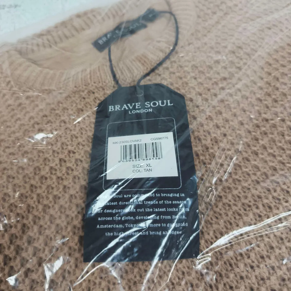 BRAVE SOUL LONDON TAN XL JUMPER TAGGED BAGGED