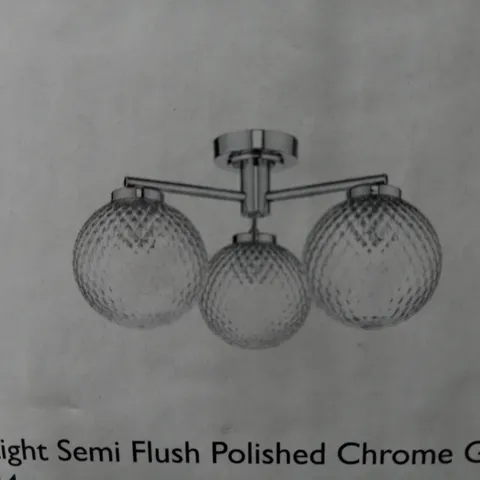 DAR 3 LIGHT SEMI FLUSH POLISHED CHROME GLASS