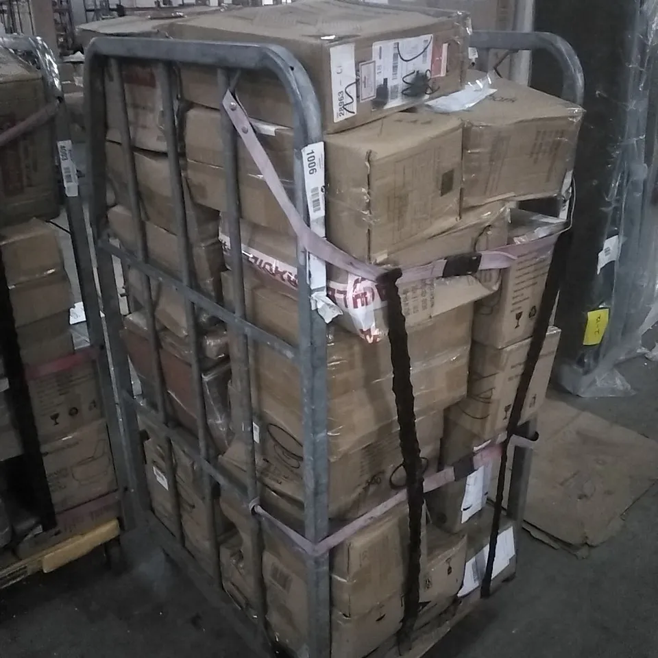 CAGE OF ASSORTED HOUSEHOLD GOODS AND PRODUCTS, TO INCLUDE WOODEN HANGERS, KIDS PLAY TENT, CAKE TURNTABLE - CAGE NOT INCLUDED 