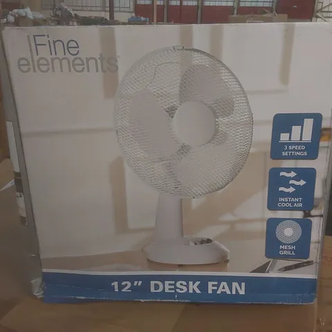 BOXED FINE ELEMENTS 12" DESK FAN - WHITE