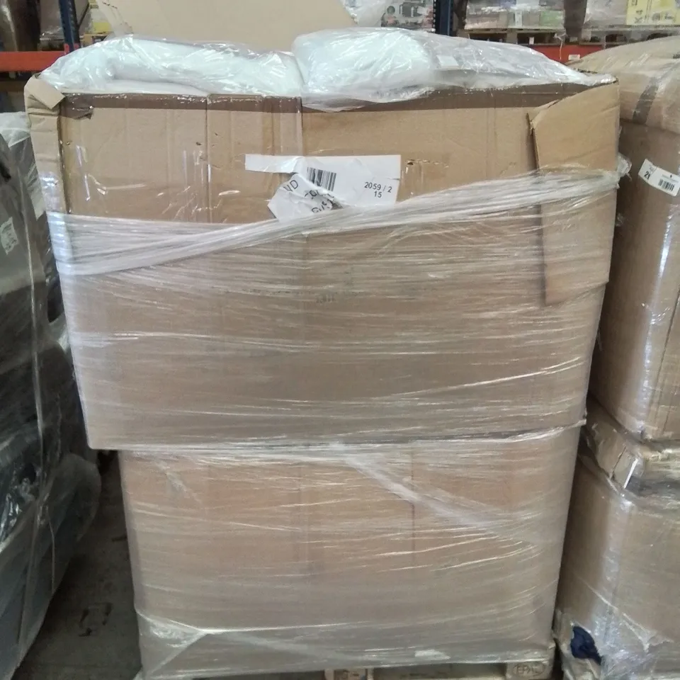 PALLET CONTAINING VARIOUS PILLOWS, DUVET AND BEDDING SOFT FURNISHINGS ETC.