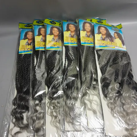 LOT OF APPROX 6 OLIVIA COLLECTION SOMBRERO BULK GREY LONG WIGS