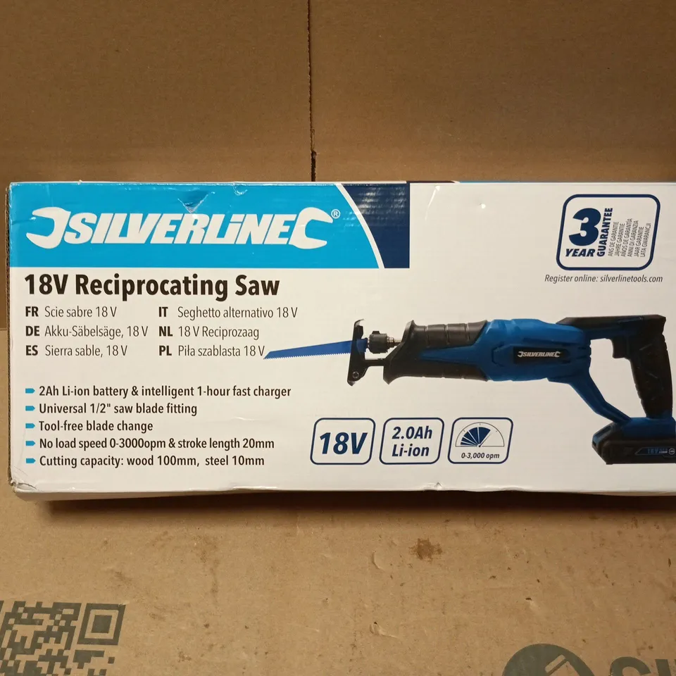 SILVERLINE 18V RECIPROCATING SAW – CORDLESS, BOXED
