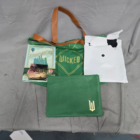 WICKED MERCHANDISE SET WITH TOTE BAG, T-SHIRT, COMPACT MIRROR, MAKEUP BAG & JOURNAL