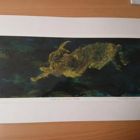 MAGICAL GOLDEN HARE –IONA LEISHMAN MOUNTED PRINT SIGNED