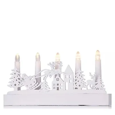 HOME STORIES 28CM PRE LIT SABTA AND SLEIGH 5 CANDLELIGHT DISPLAY