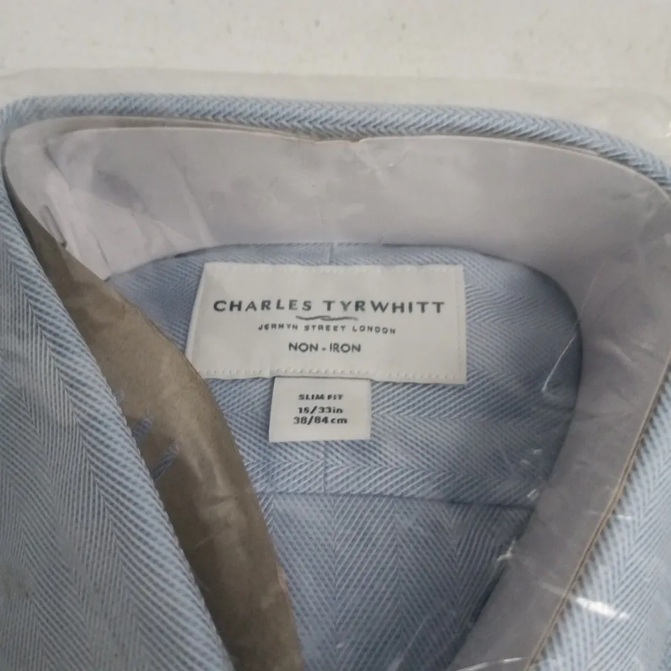 CHARLES TYRWHITT NON-IRON SLIM FIT SHIRT – LIGHT BLUE, NECK 15IN, SLEEVE 33IN