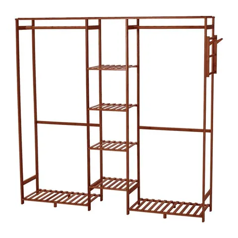 BOXED WOODEN CLOTHES RACK CABINET WITH HOOKS