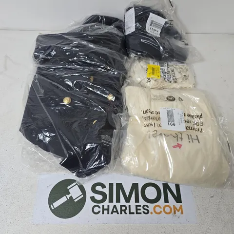 APPROXIMATELY 20 ASSORTED CLOTHING ITEMS IN VARIOUS SIZES, STYLES & SIZES TO INCLUDE WEDDING GUEST DRESS, CREAM EMB SKIRT, NAVY DB BLAZER, ETC - COLLECTION ONLY
