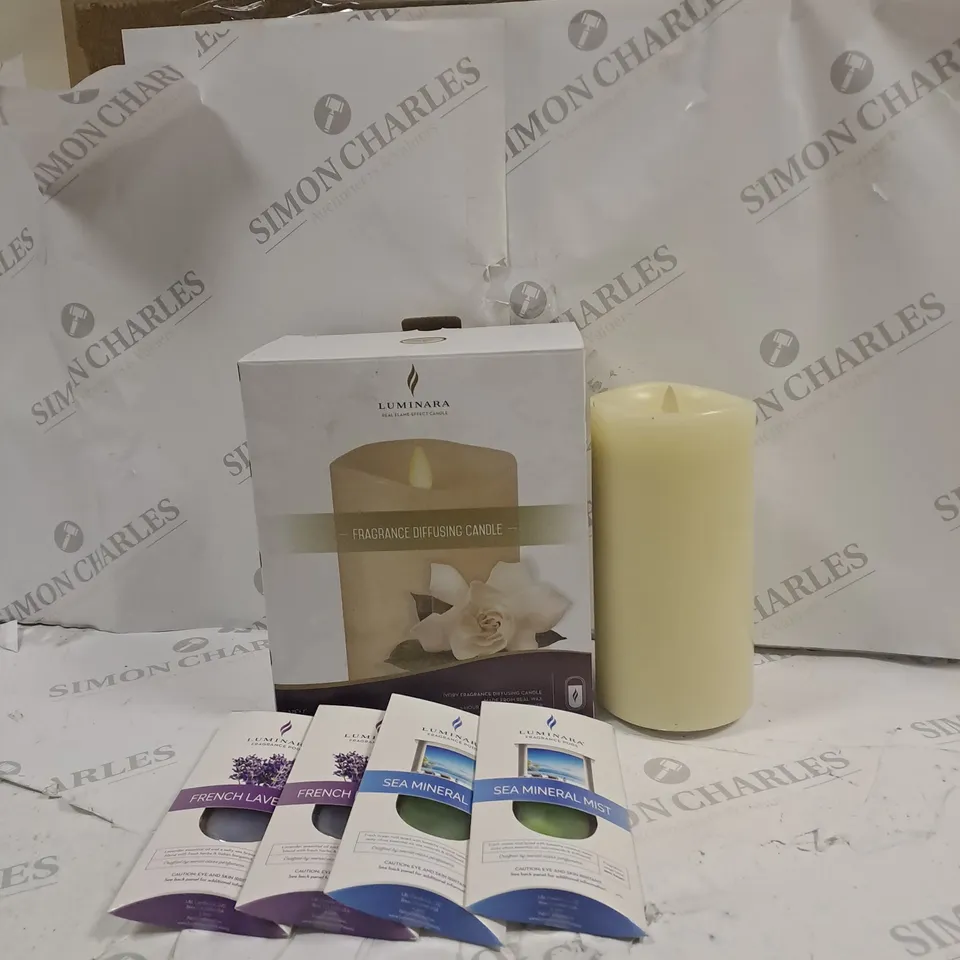 BOXED LUMINARA FRAGRANCE DIFFUSING PILLAR CANDLE 