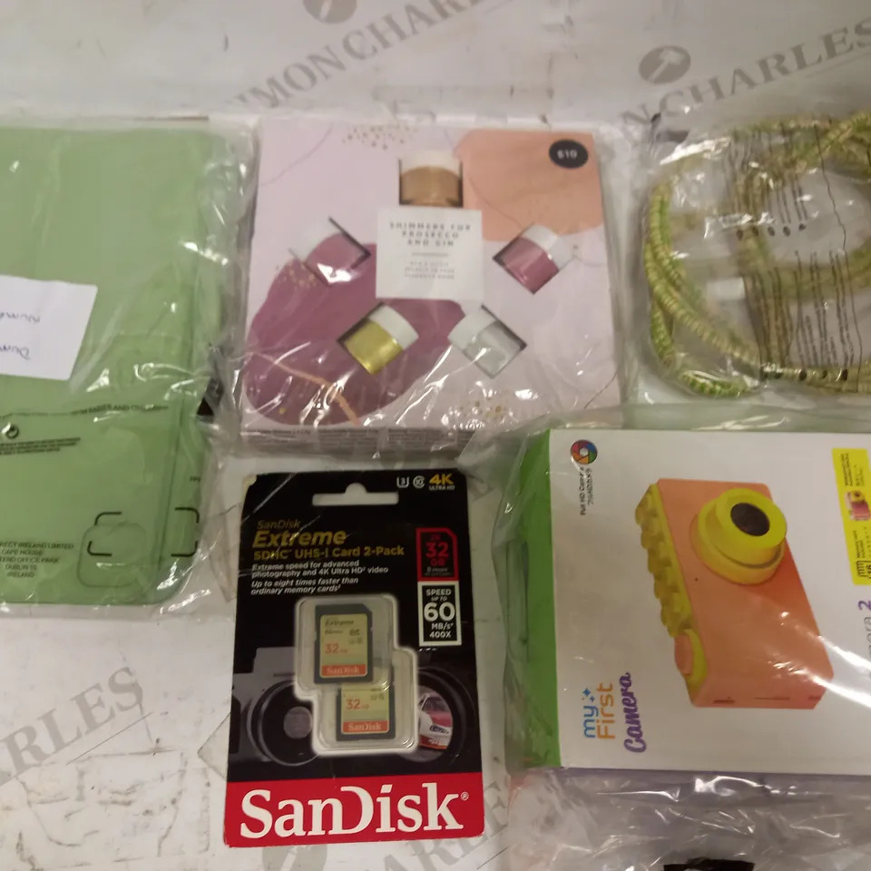 LOT OF APPROXIMATELY 30 ASSORTED HOUSEHOLD ITEMS, TO INCLUDE KID'S CAMERA, IPAD CASE, USB-C CABLE, ETC