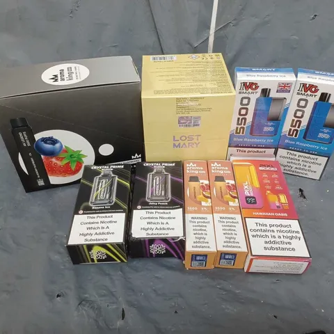 APPROXIMATELY 25 ASSORTED E-CIGARETTE PRODUCTS TO INCLUDE LOST MARY, IVG, PIXL