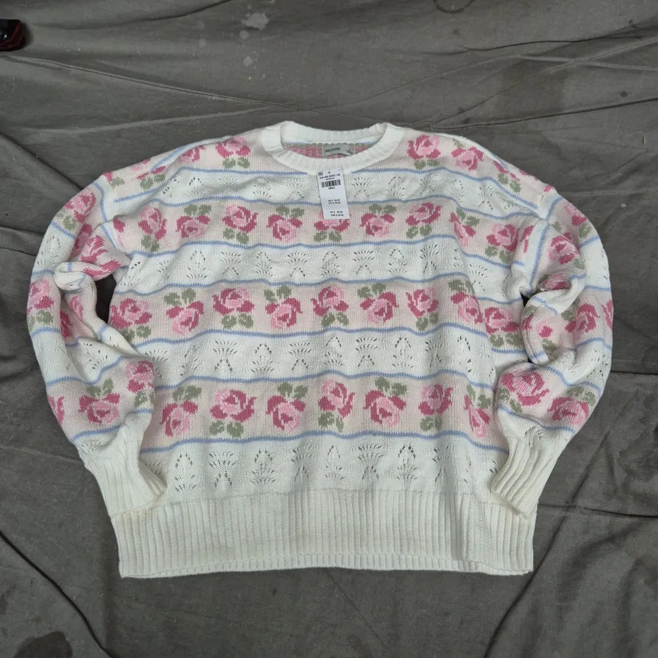 HOLLISTER FLORAL KNIT SWEATER – UK SMALL