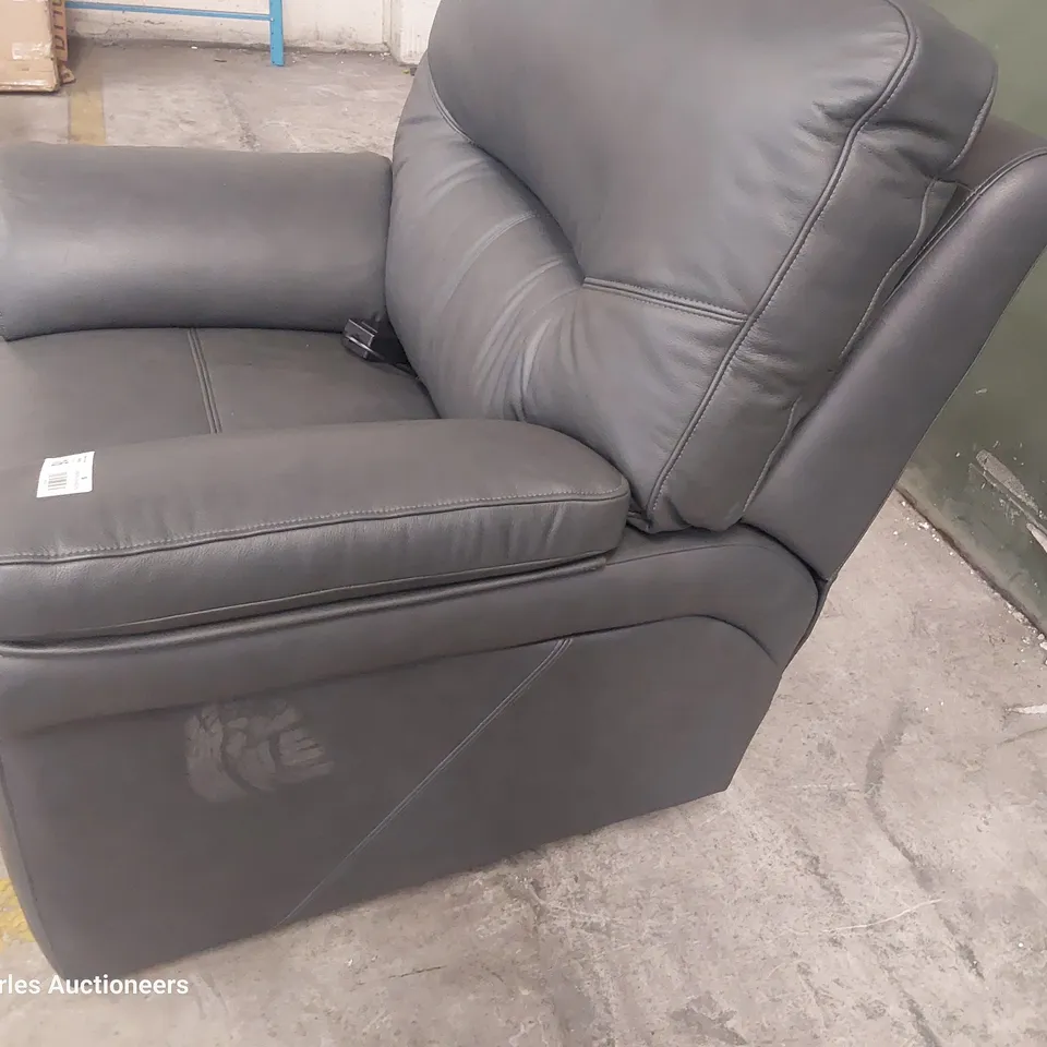 QUALITY BRITISH DESIGNER G PLAN SEATTLE POWER RECLINING EASY CHAIR CAMBRIDGE PETROL BLUE LEATHER 
