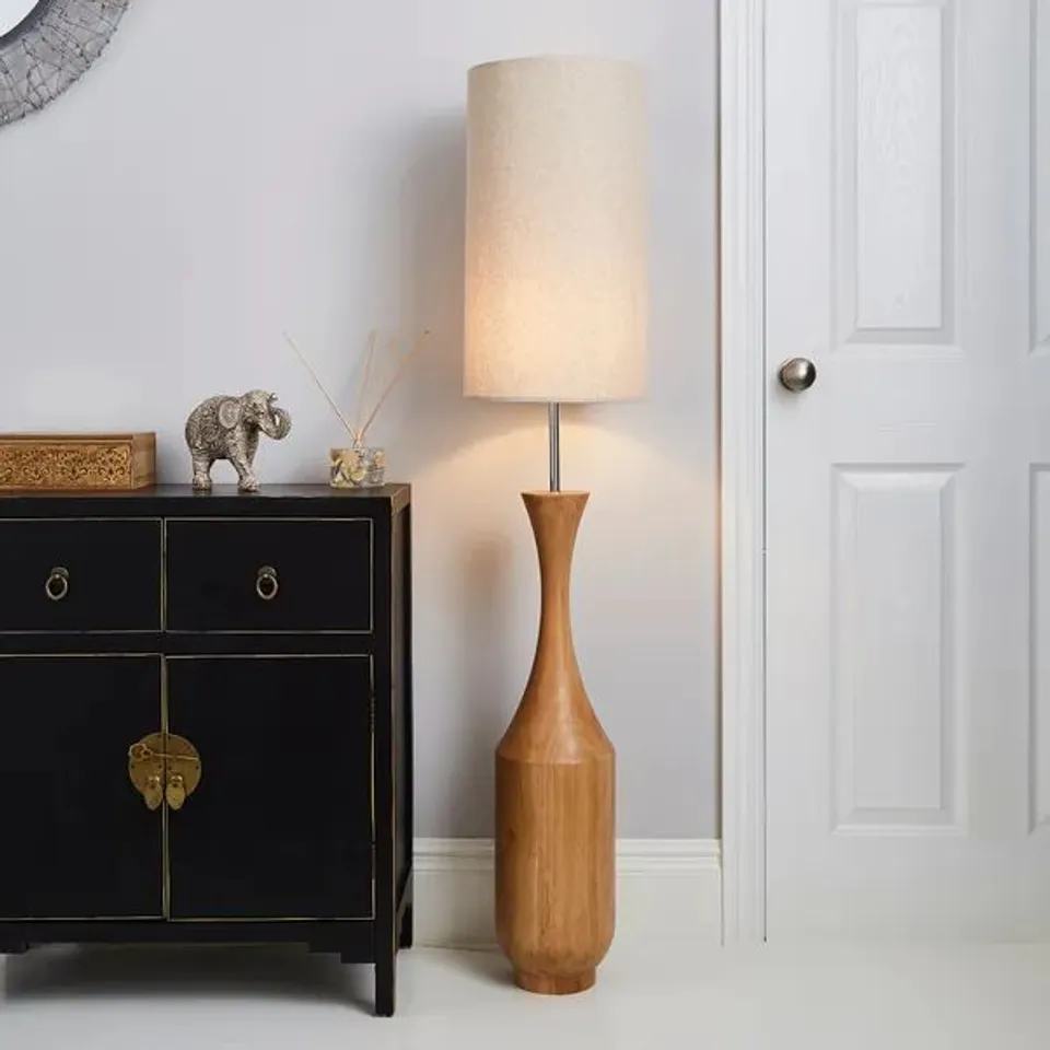 BOXED SALA MANGO WOOD FLOOR LAMP