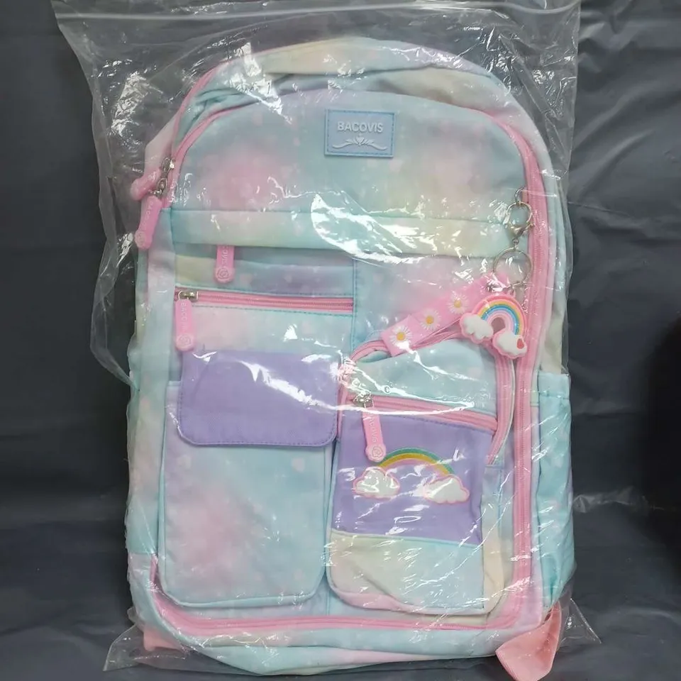 BACOVIS GIRLS MULTI-COLOURED BACKPACK WITH RAINBOW DESIGN