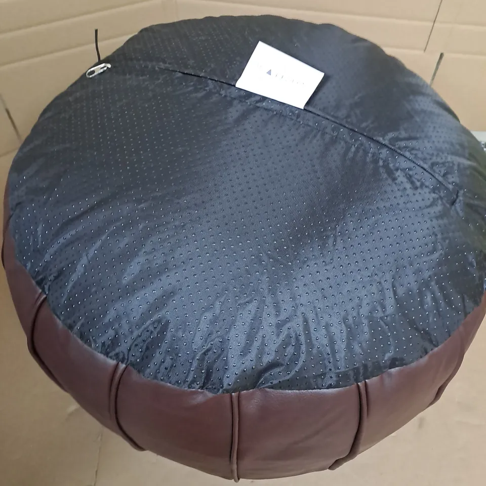 PIPED FAUX LEATHER POUFFE