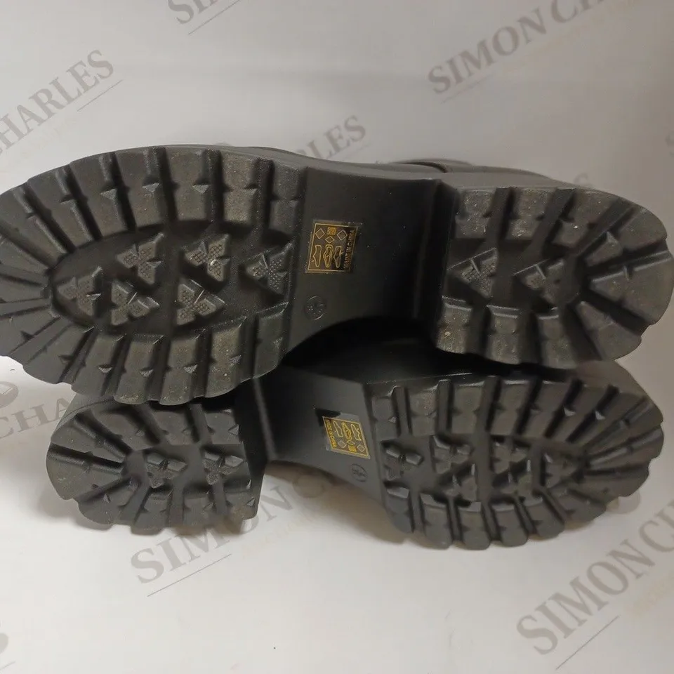 KOI VEGAN BLACK HEELED LACE UP BOOTS - SIZE 8