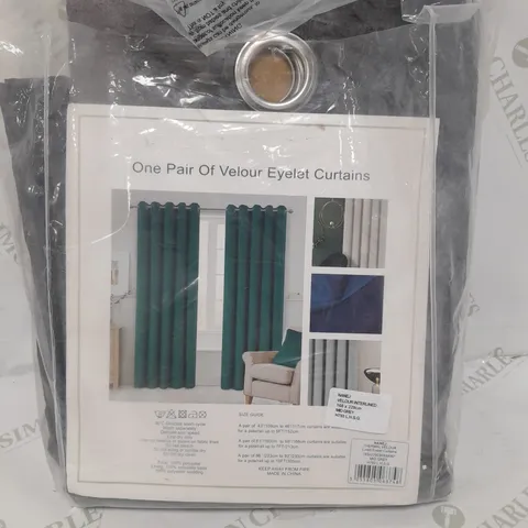 HOME CURTAINS THERMAL VELOUR EYELET CURTAINS IN MID GREY 165CM X 229CM