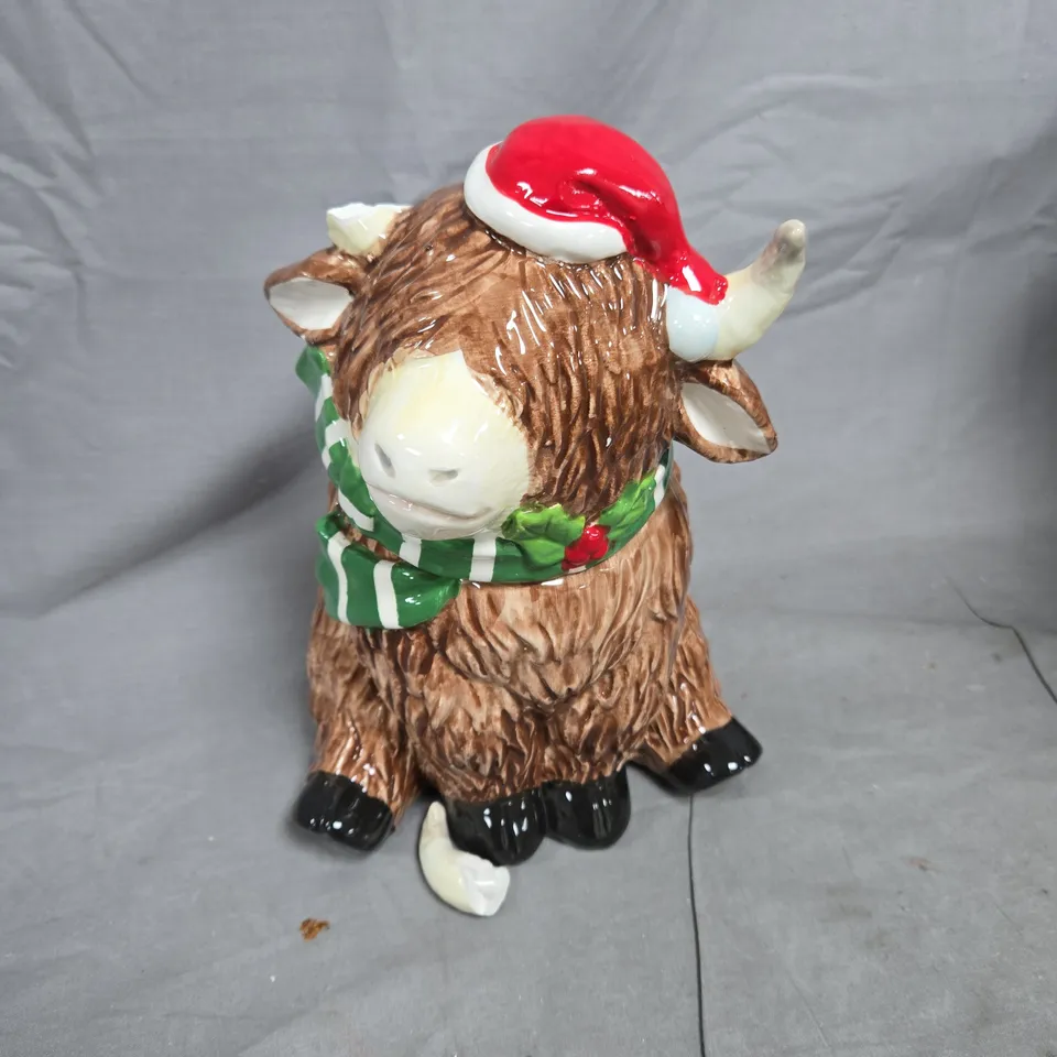 CERAMIC HIGHLAND COW COOKIE JAR - COLLECTION ONLY