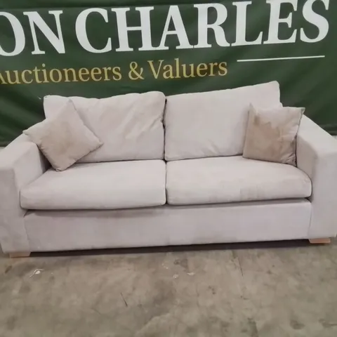 QUALITY DESIGNER 3 SEATER GREY FABRIC UPHOLSTERED SOFA