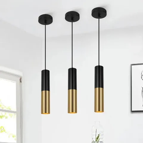 BOXED MODERN IRON CYLINDER PENDANT LIGHTS - SETS OF 3 (1 BOX)