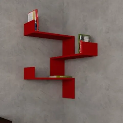 BRAND NEW BOXED RED CORNER SHELVING UNIT