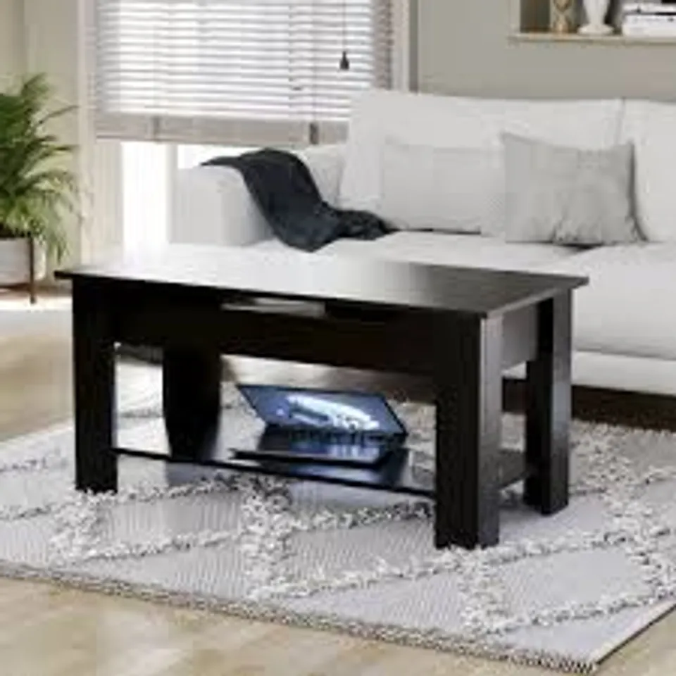 BOXED ANAVICTORIA LIFT UP COFFEE TABLE WITH STORAGE - BLACK (1 BOX)