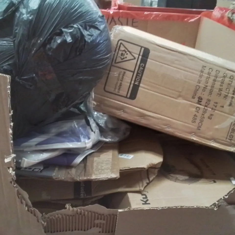 PALLET OF ASSORTED HOUSEHOLD GOODS AND PRODUCTS TO INCLUDE;AIR COOLER,OFFICE CHAIR,AXE TOY THROW