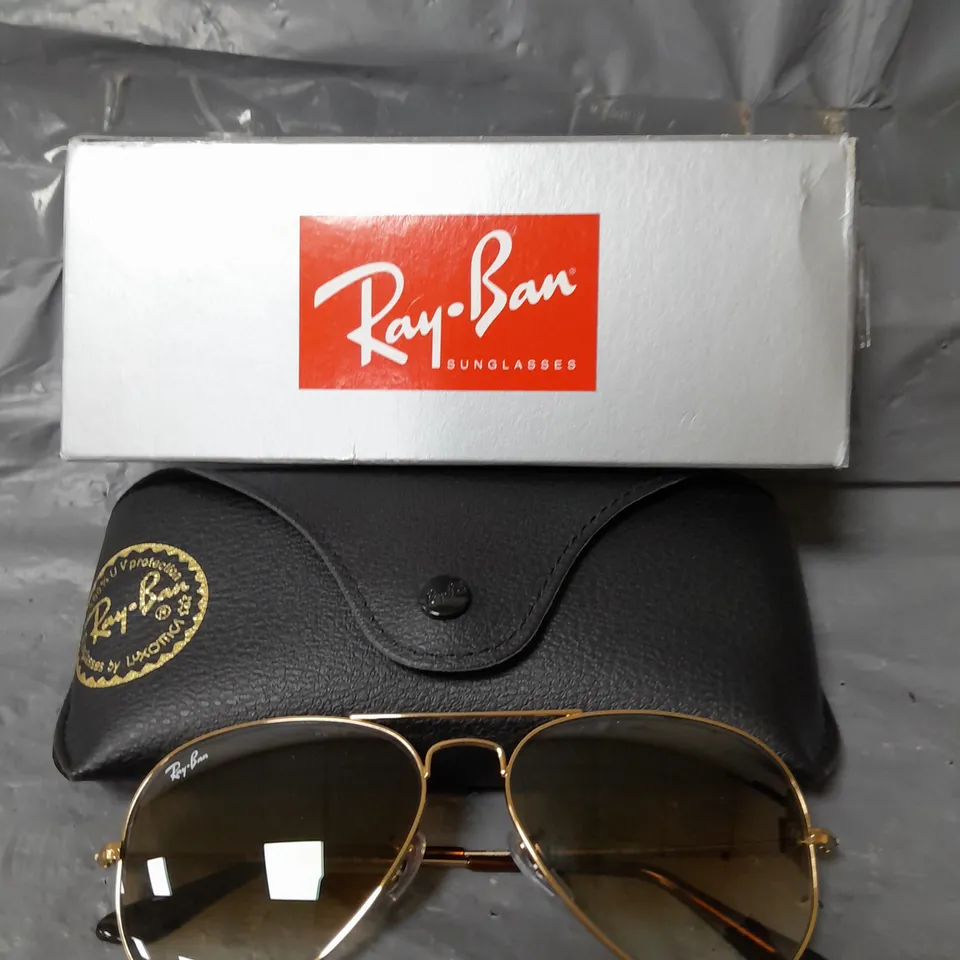 BOXED RAY-BAN AVIATOR LARGE METAL ARISTA AVIATOR SUNGLASSES - BROWN