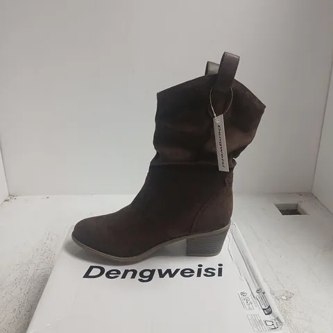 DENGWEISI WOMENβS BROWN SUEDE ANKLE BOOT β UK 4 (EUR 37) β BOXED