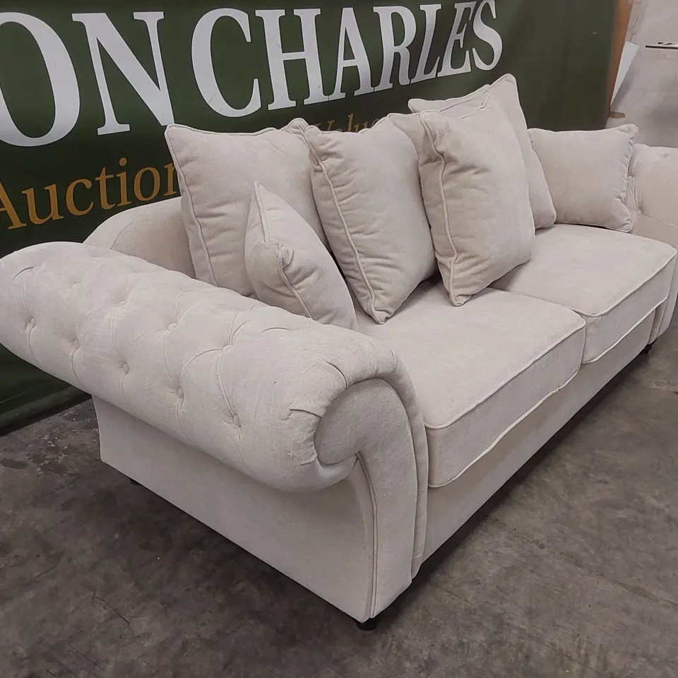 WINDSOR 3 SEATER FABRIC SCATTER BACK SOFA - NATURAL  RRP £949