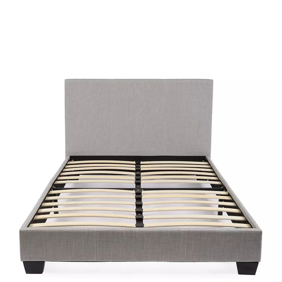 BOXED RILEY FABRIC SMALL DOUBLE BED FRAME IN LIGHT GREY - COLLECTION ONLY