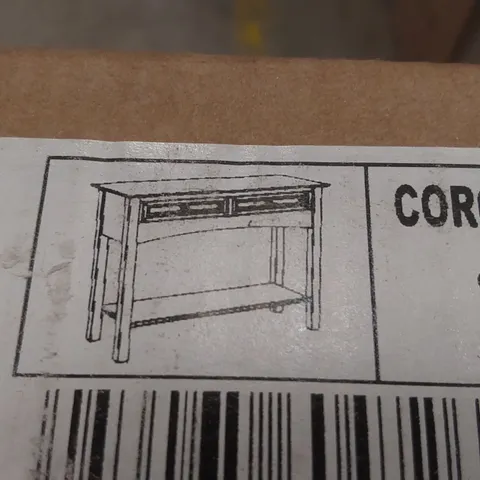 BOXED CORONA 2 DRAWER CONSOLE TABLE WITH SHELF - DISTRESSED WAX PINE