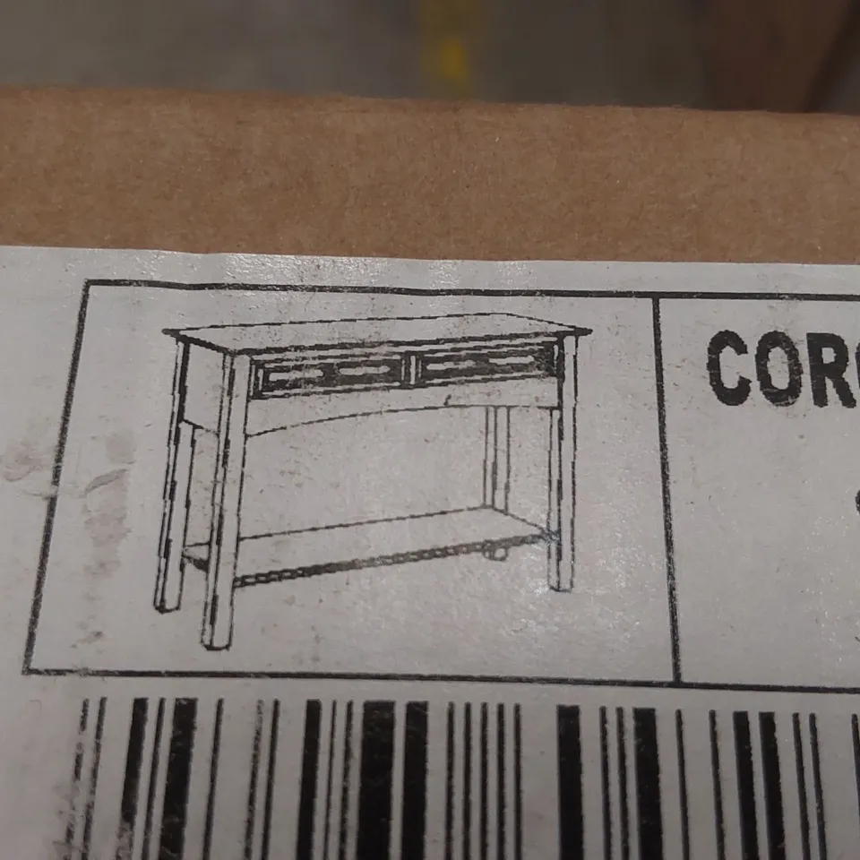 BOXED CORONA 2 DRAWER CONSOLE TABLE WITH SHELF - DISTRESSED WAX PINE
