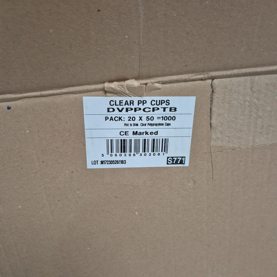 CLEAR PP CUPS – PACK OF 1000 DISPOSABLE POLYPROPYLENE CUPS