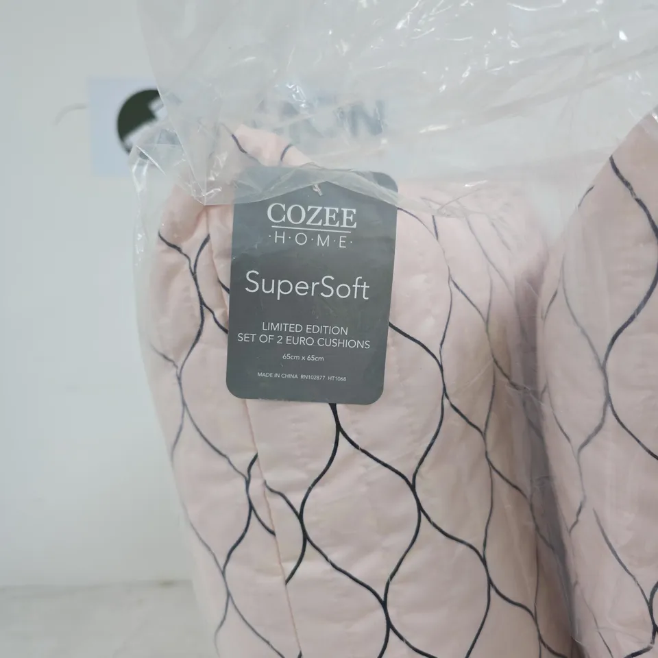 COZEE HOME SUPERSOFT LIMITED EDITION SET OF 2 EURO CUSHIONS 65 X 65 BOXED