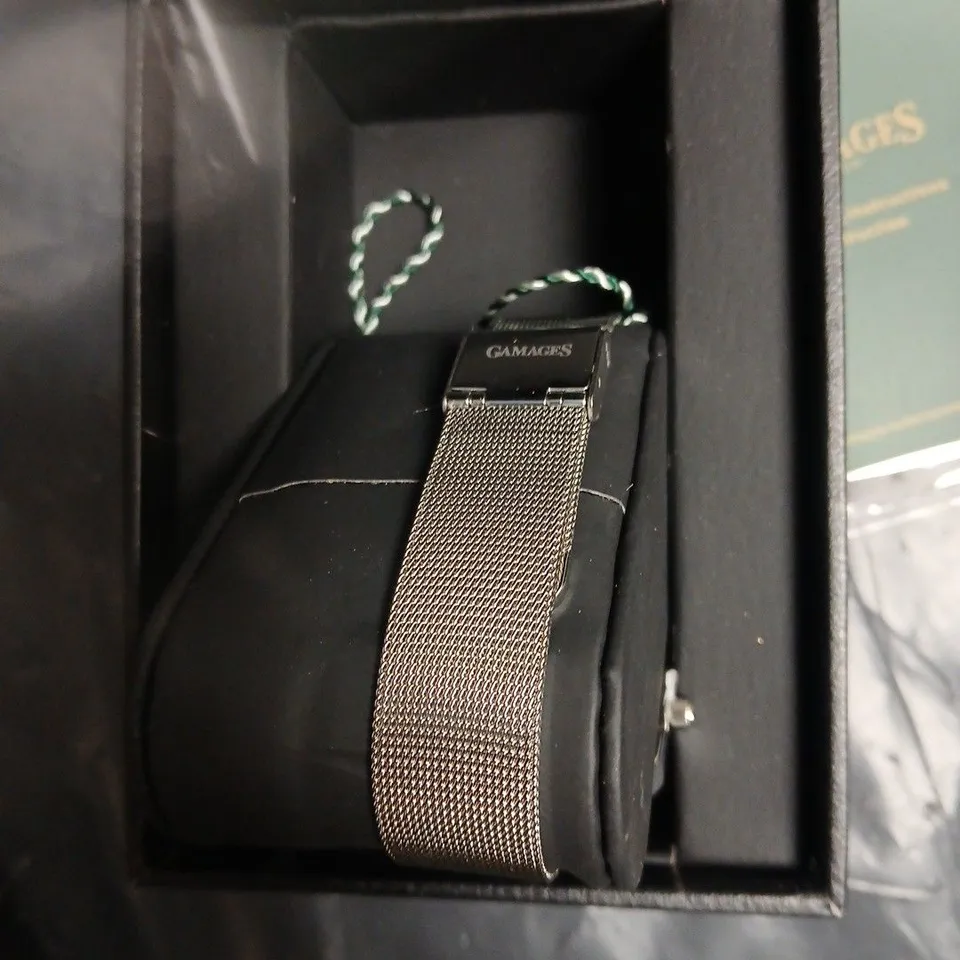 GAMAGES LONDON WRISTWATCH WITH STAINLESS STEEL MESH BAND – BOXED